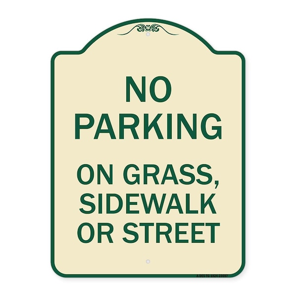 Signmission No Parking on Grass Sidewalk or Street Heavy-Gauge Aluminum Sign, 24" x 18", TG-1824-23697 A-DES-TG-1824-23697 - main